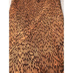 Vintage 1970s Fabric 19x22" Brown & Orange Abstract Design Sewing Quilting